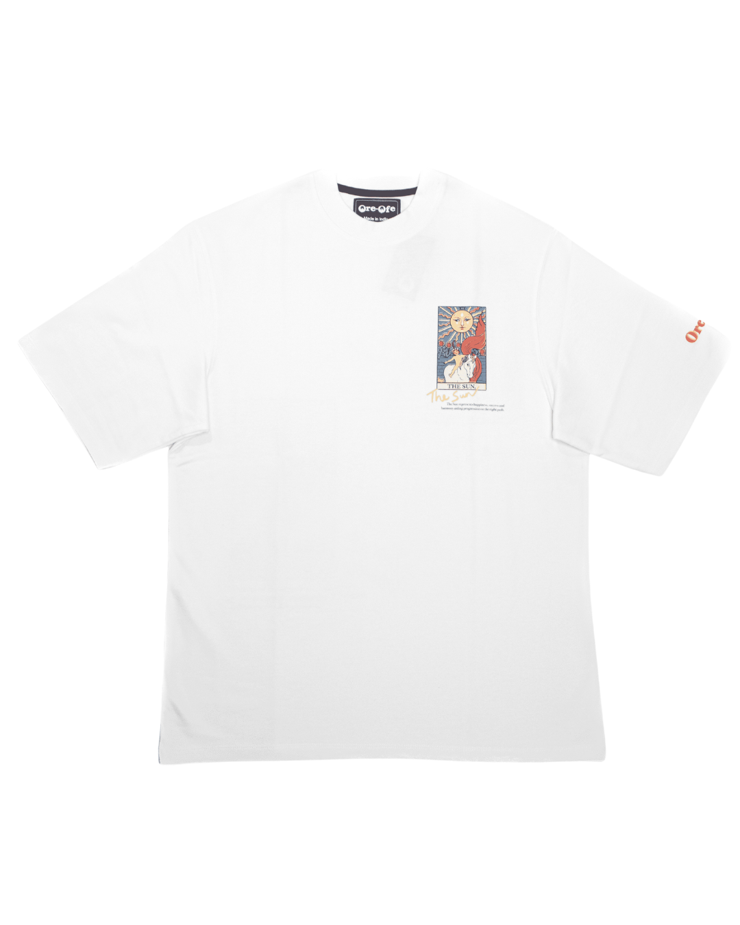 Ore Ofe White T-shirt front view with one tarot card