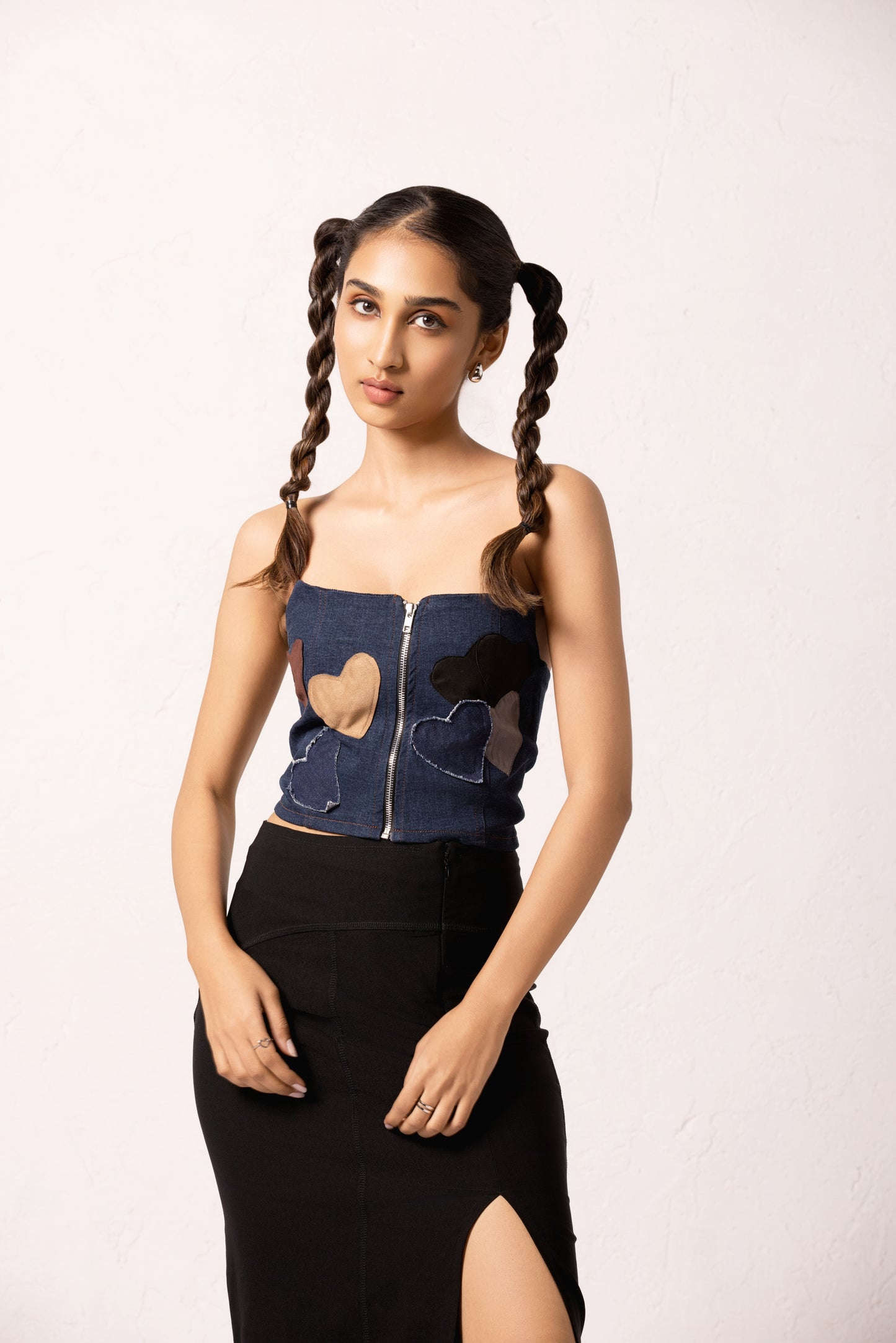 Model wearing Heart don't hurt Tube Top