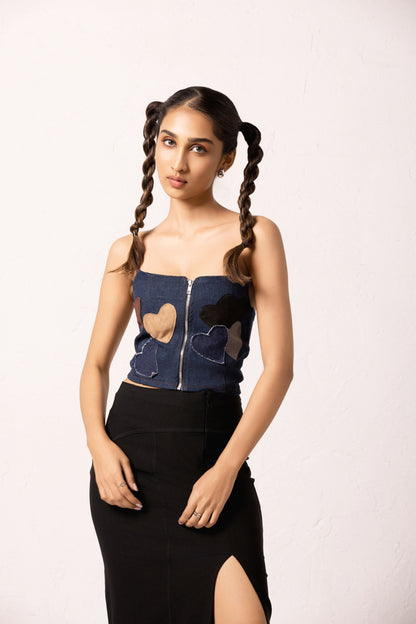 Model wearing Heart don't hurt Tube Top